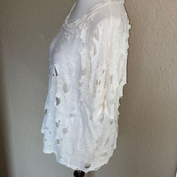 LF Emma & Sam ultra cut up hole distressed destroyed t shirt XS Worn 1x - Picture 3 of 8